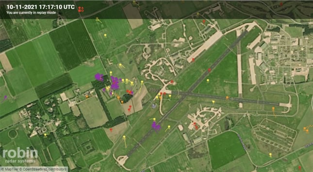 Radar detection screen overlaid on RAF Lossiemouth