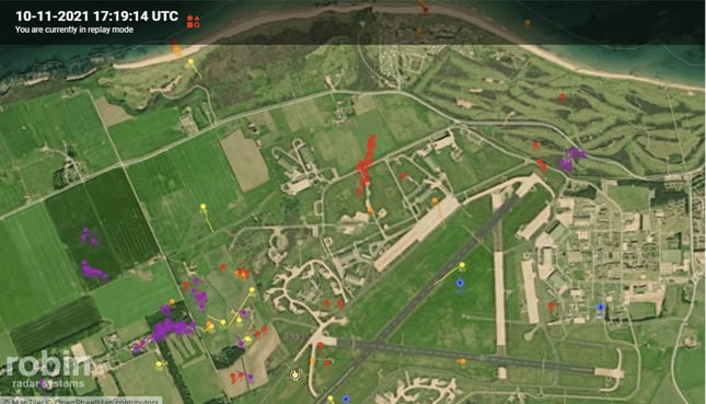 Radar detection screen overlaid on RAF Lossiemouth