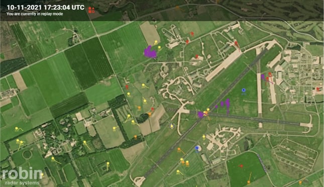 Radar detection screen overlaid on RAF Lossiemouth