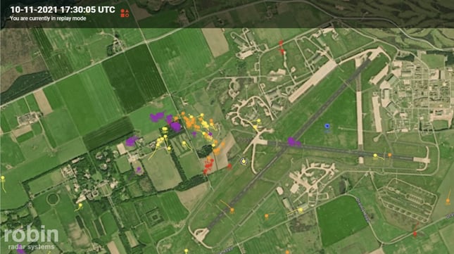Radar detection screen overlaid on RAF Lossiemouth
