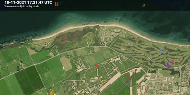 Radar detection screen overlaid on RAF Lossiemouth